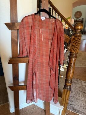 LuLaRoe Orange Plaid Swim Coverup